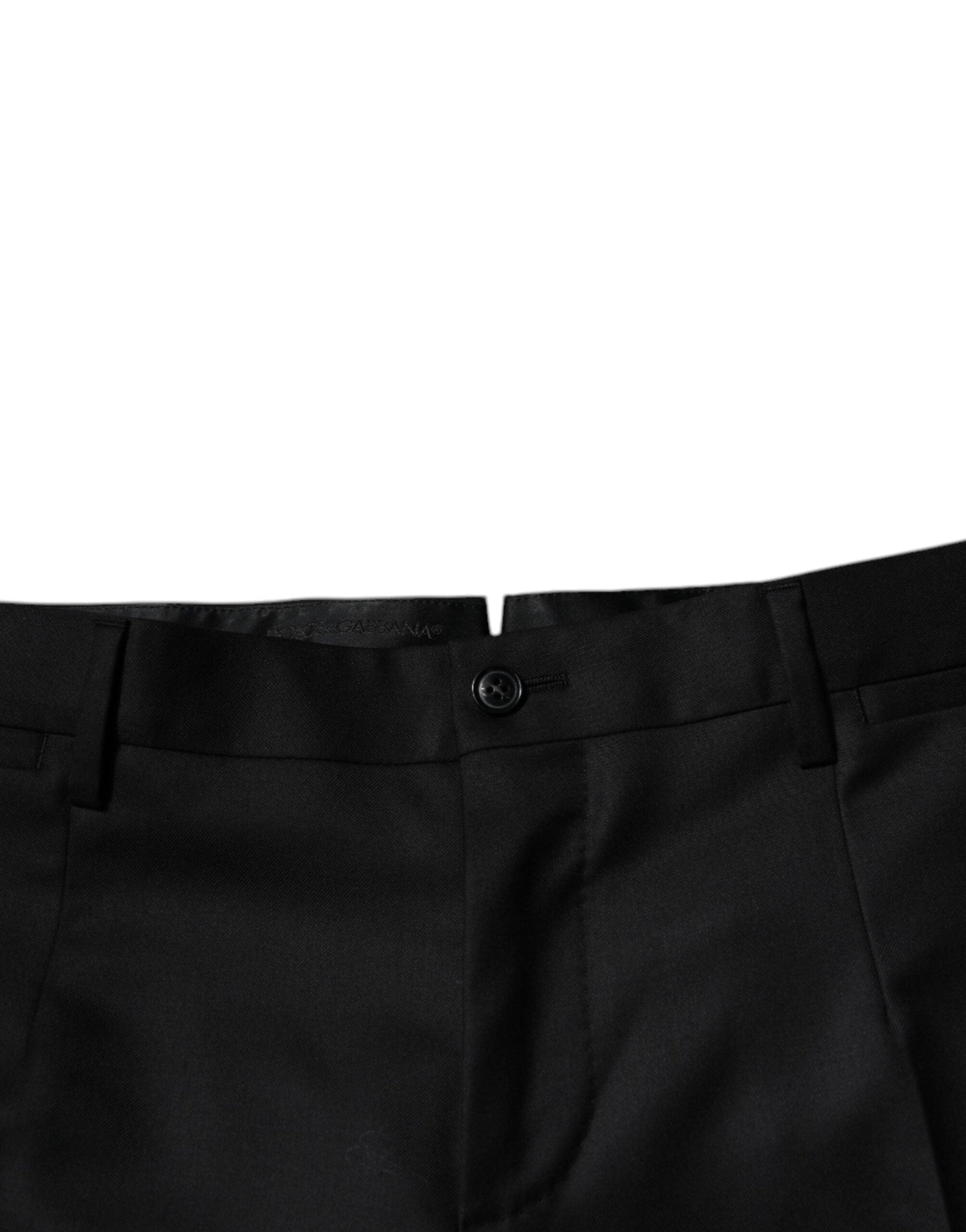 Dolce & Gabbana Black Wool Tapered Formal Dress Pants - IT46 | S