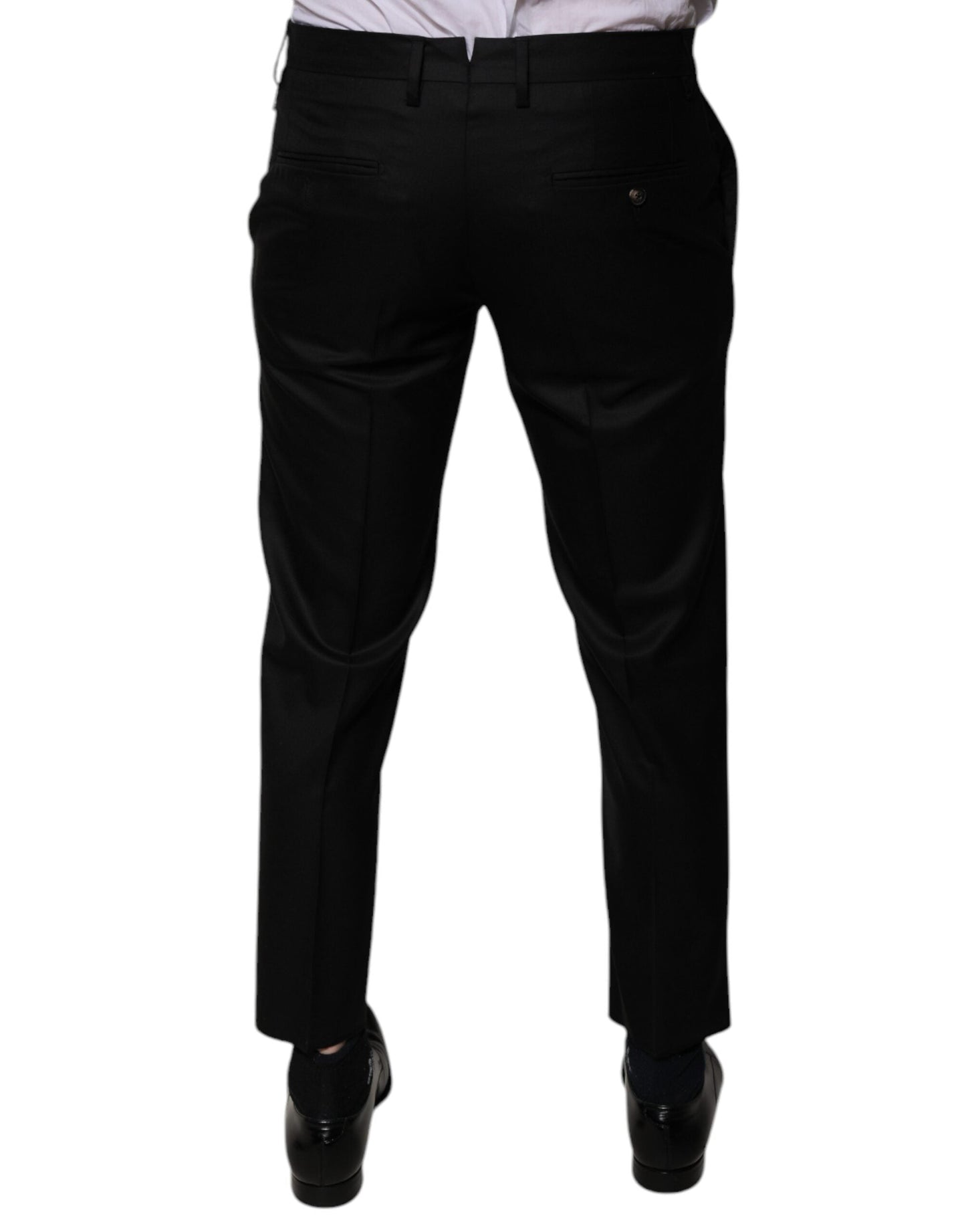 Dolce & Gabbana Black Wool Tapered Formal Dress Pants - IT46 | S