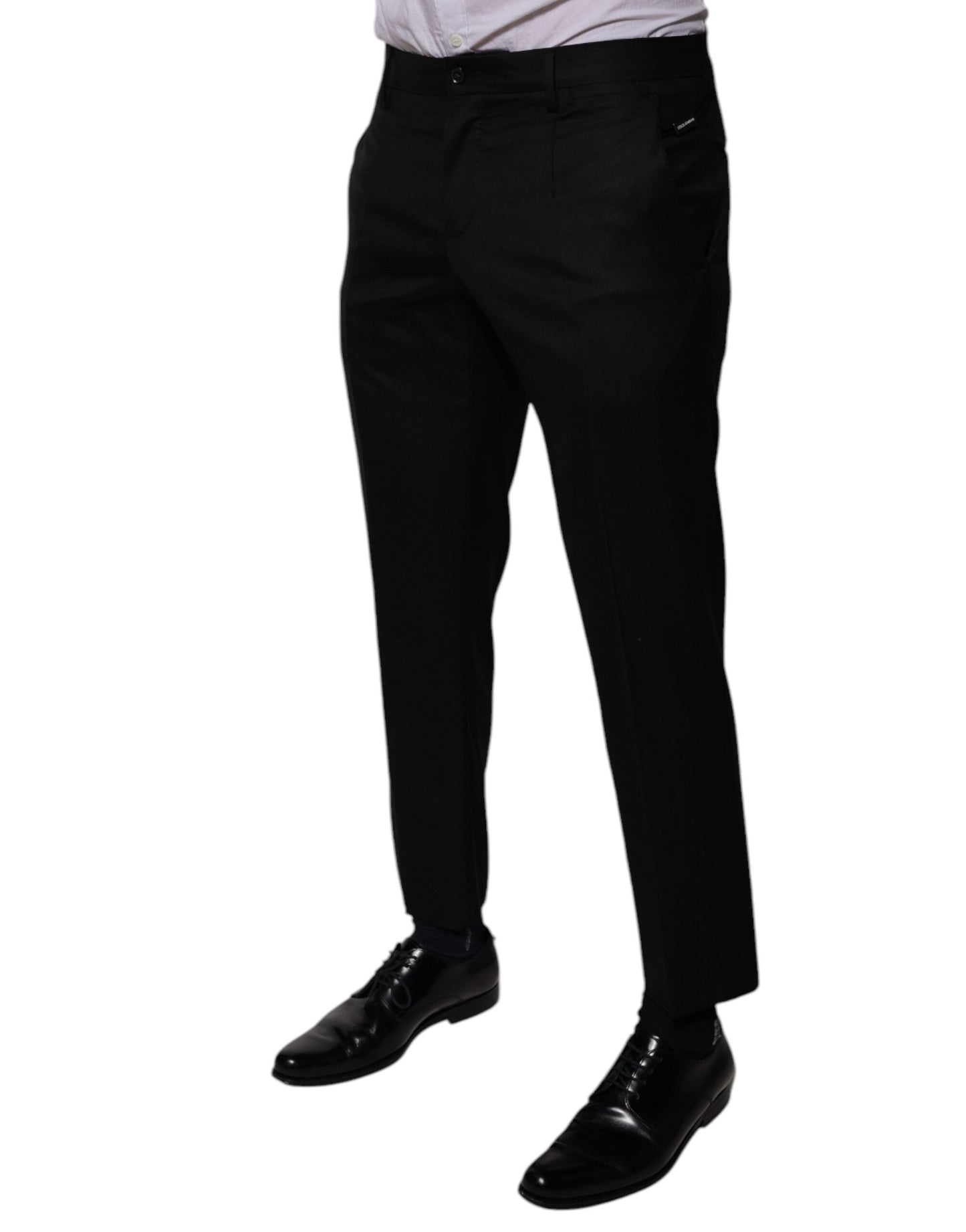 Dolce & Gabbana Black Wool Tapered Formal Dress Pants - IT46 | S