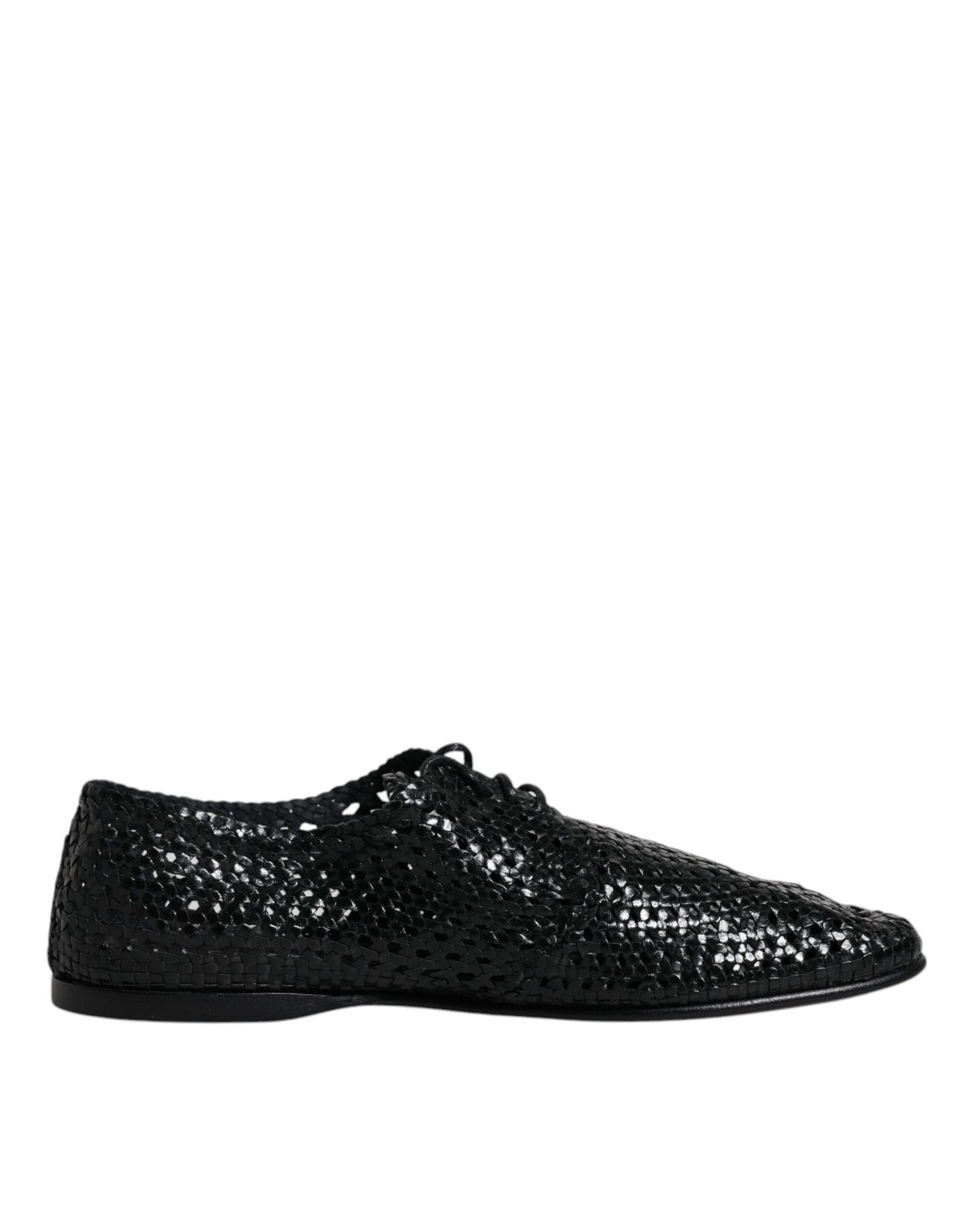 Dolce & Gabbana Black Woven Leather Lave Up Derby Shoes - EU43/US10