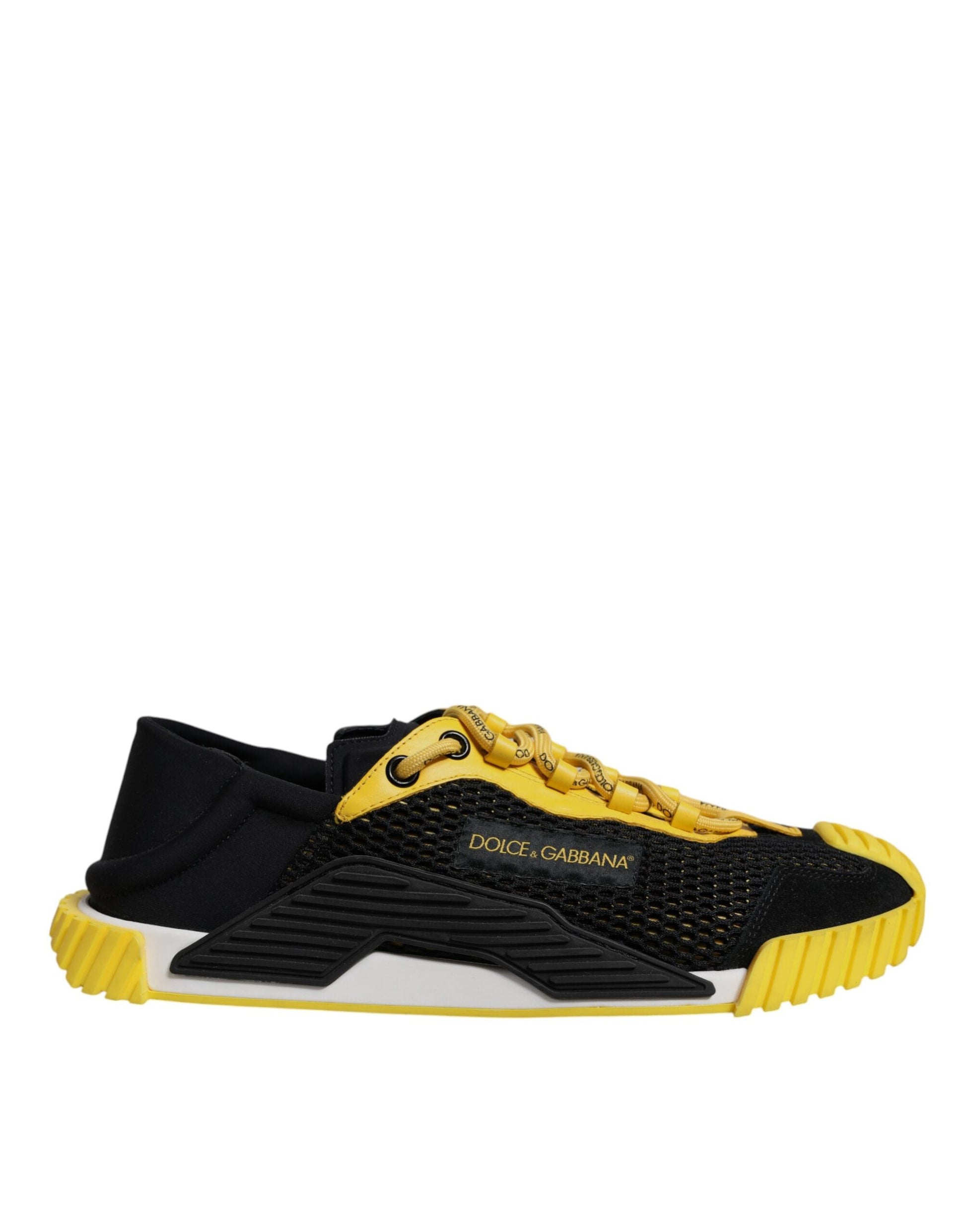 Dolce & Gabbana Black Yellow Low Top NS1 Sneakers Shoes - EU39/US6