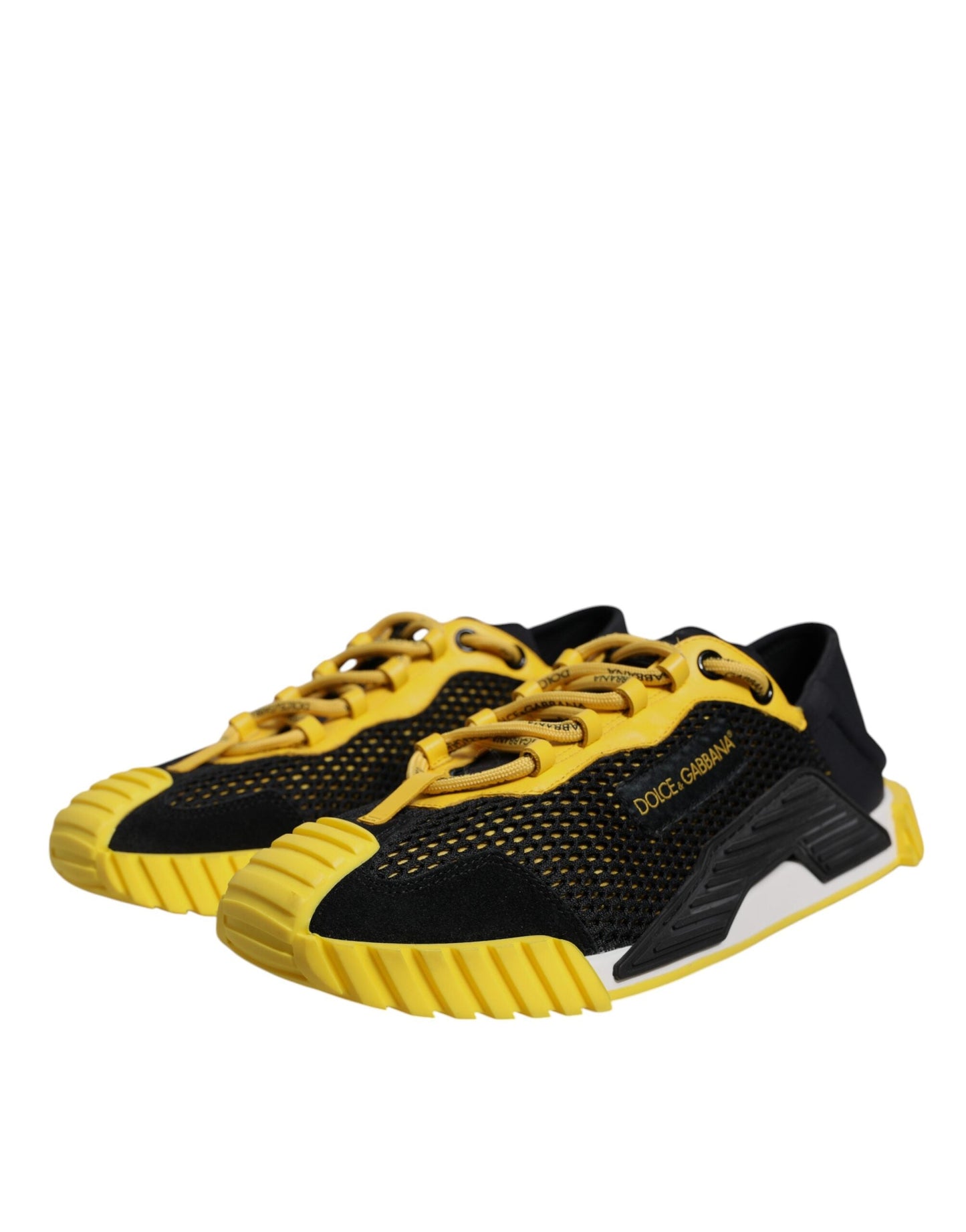 Dolce & Gabbana Black Yellow Low Top NS1 Sneakers Shoes - EU39/US6