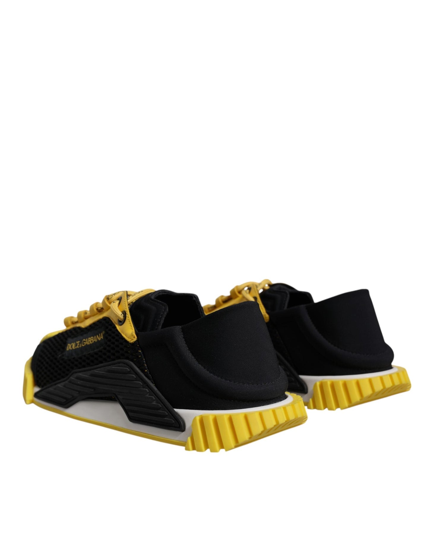 Dolce & Gabbana Black Yellow Low Top NS1 Sneakers Shoes - EU39/US6