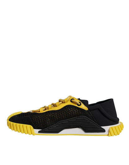 Dolce & Gabbana Black Yellow Low Top NS1 Sneakers Shoes - EU39/US6