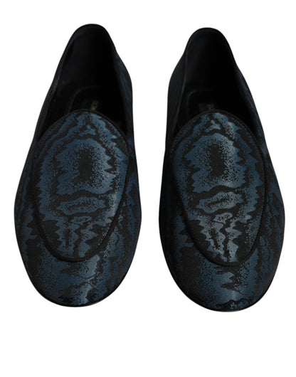 Dolce & Gabbana Blue Black Flats Men Loafers Dress Shoes - EU41.5/US8.5