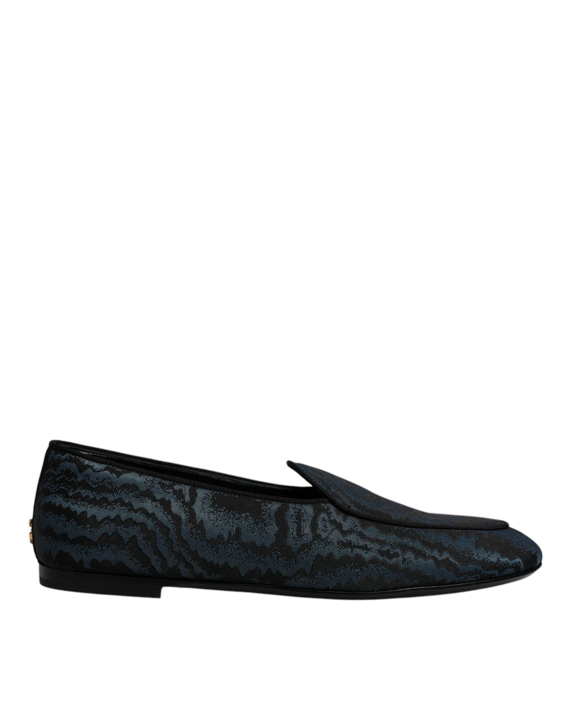 Dolce & Gabbana Blue Black Flats Men Loafers Dress Shoes - EU41.5/US8.5