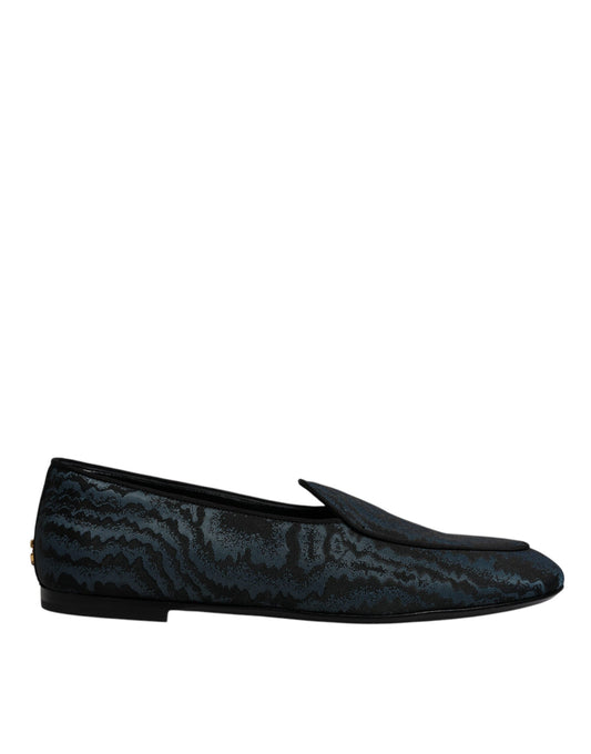 Dolce & Gabbana Blue Black Flats Men Loafers Dress Shoes - EU43/US10