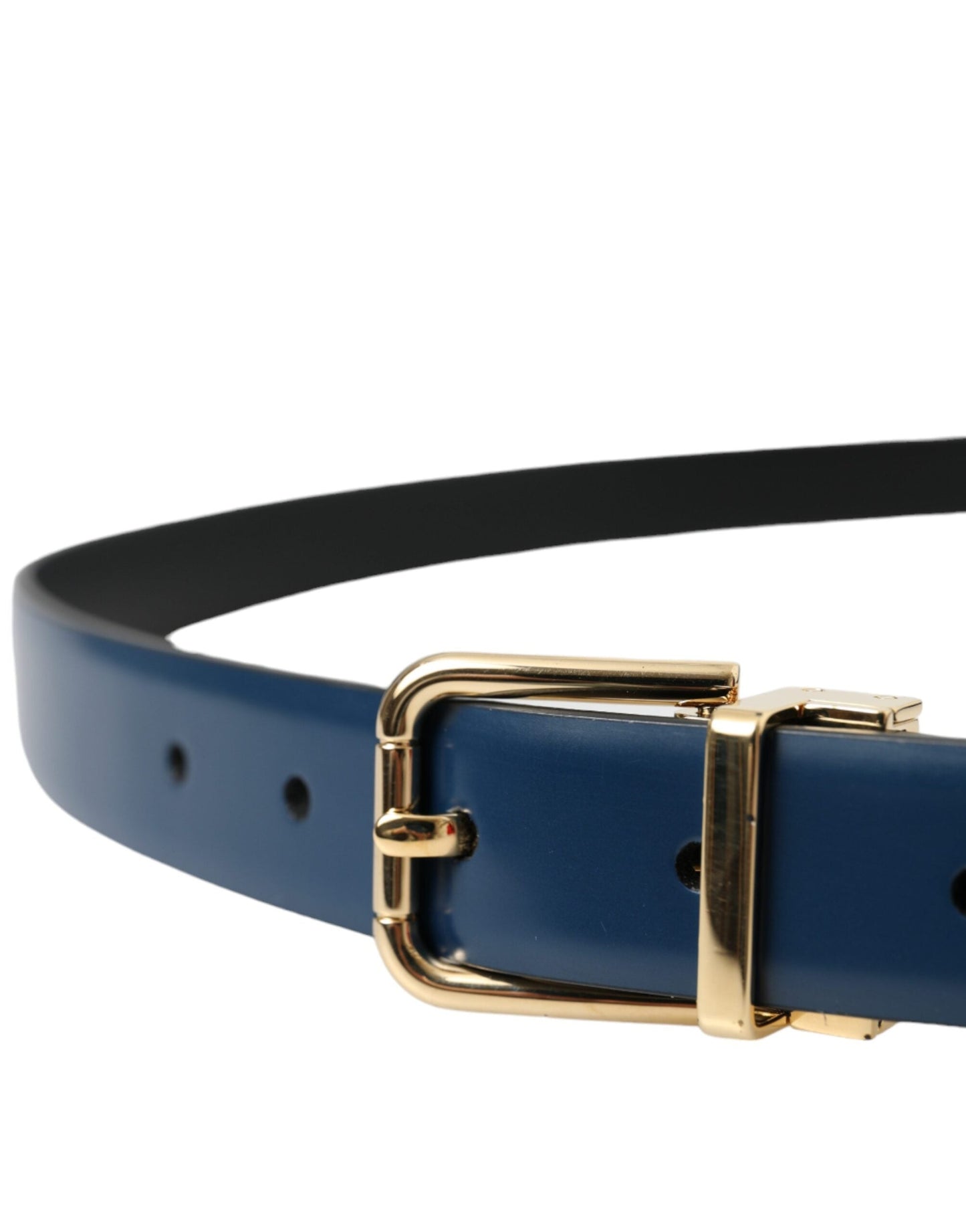 Dolce & Gabbana Blue Calf Leather Gold Metal Buckle Belt Men - 110 cm / 44 Inches