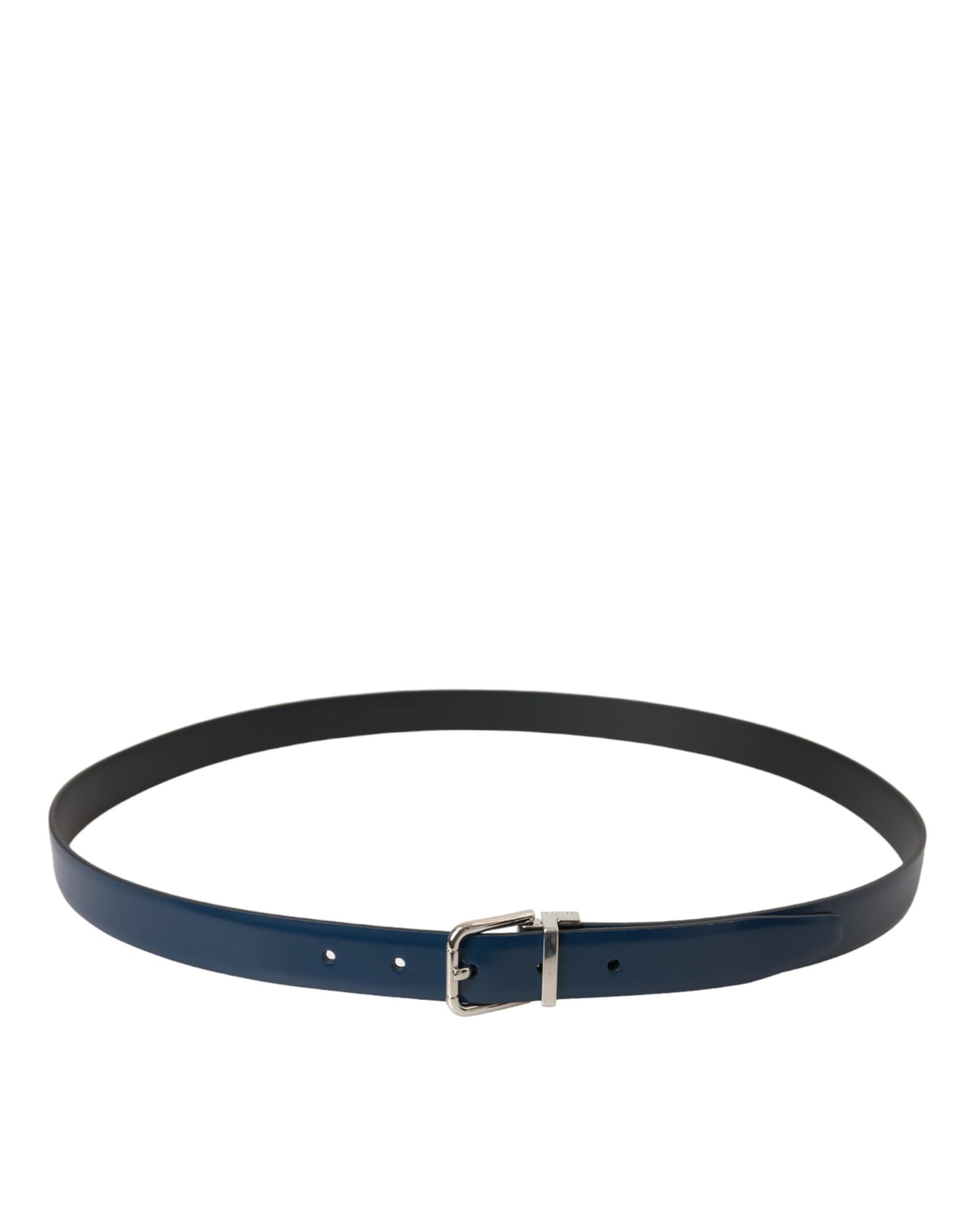 Dolce & Gabbana Blue Calf Leather Silver Metal Buckle Belt Men - 110 cm / 44 Inches