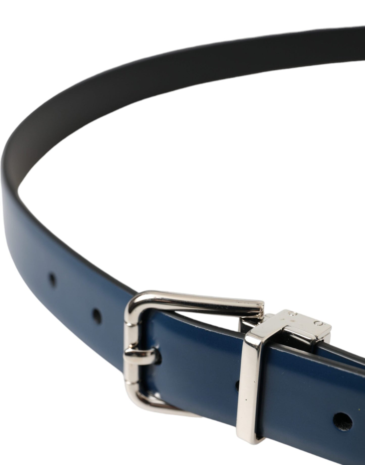 Dolce & Gabbana Blue Calf Leather Silver Metal Buckle Belt Men - 110 cm / 44 Inches