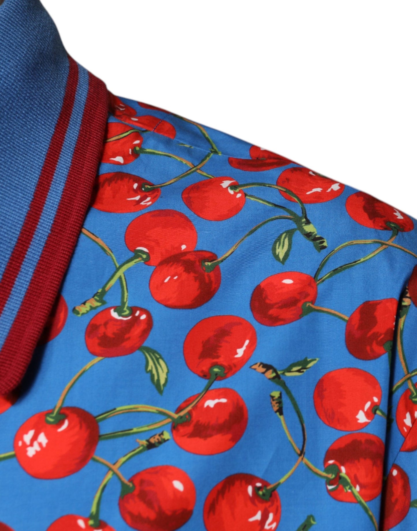 Dolce & Gabbana Blue Cherry Cotton Collared Men Polo T-shirt - IT48 | M