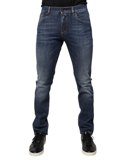 Dolce & Gabbana Blue Cotton DG Crown Slim Fit Denim Jeans - IT46 | S