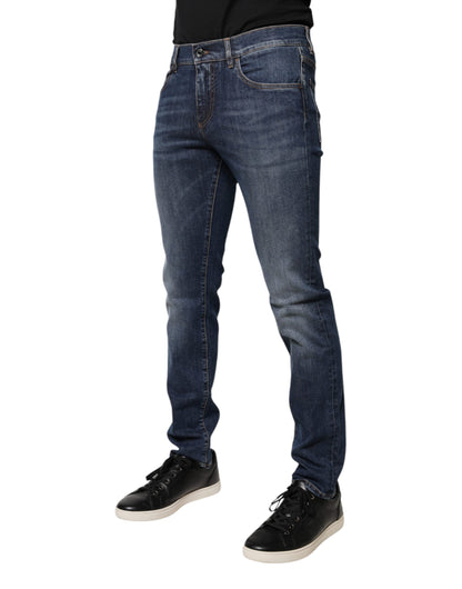 Dolce & Gabbana Blue Cotton DG Crown Slim Fit Denim Jeans - IT46 | S