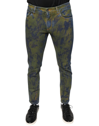 Dolce & Gabbana Blue Cotton Dye Slim Fit Men Denim Jeans - IT48 | M