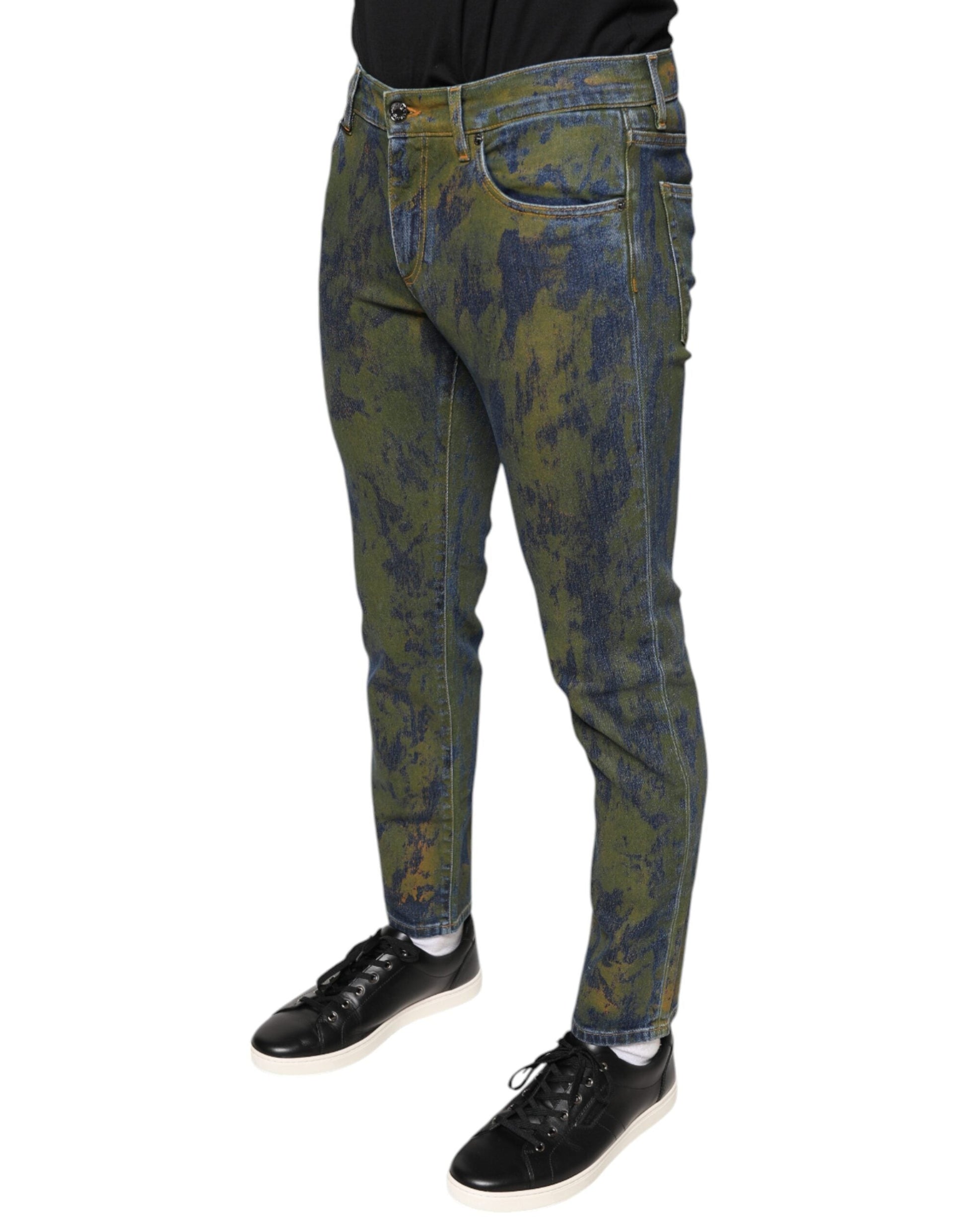 Dolce & Gabbana Blue Cotton Dye Slim Fit Men Denim Jeans - IT48 | M