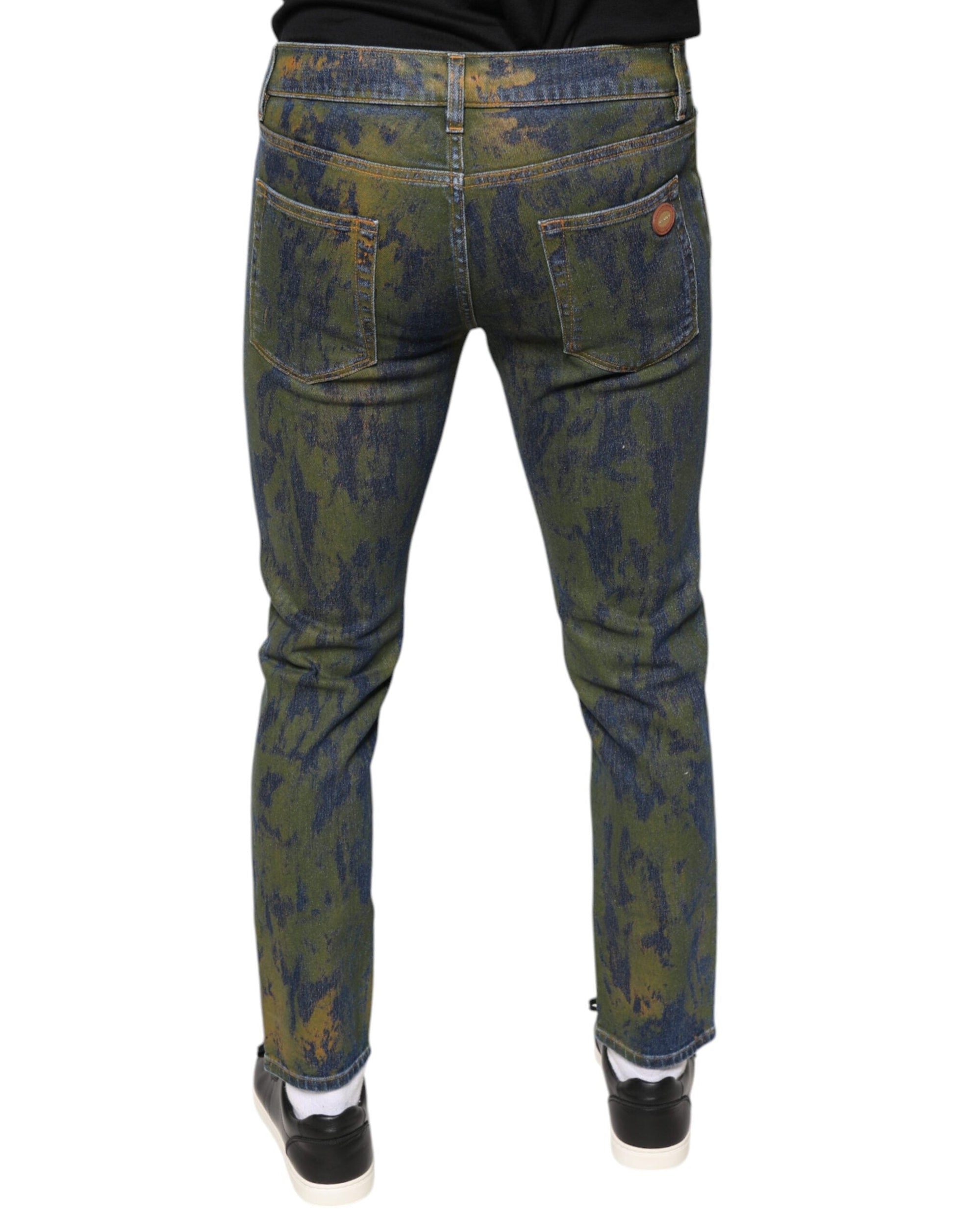 Dolce & Gabbana Blue Cotton Dye Slim Fit Men Denim Jeans - IT48 | M