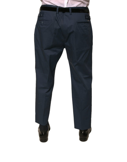 Dolce & Gabbana Blue Cotton Men Skinny Dress Pants - IT56 | XXL