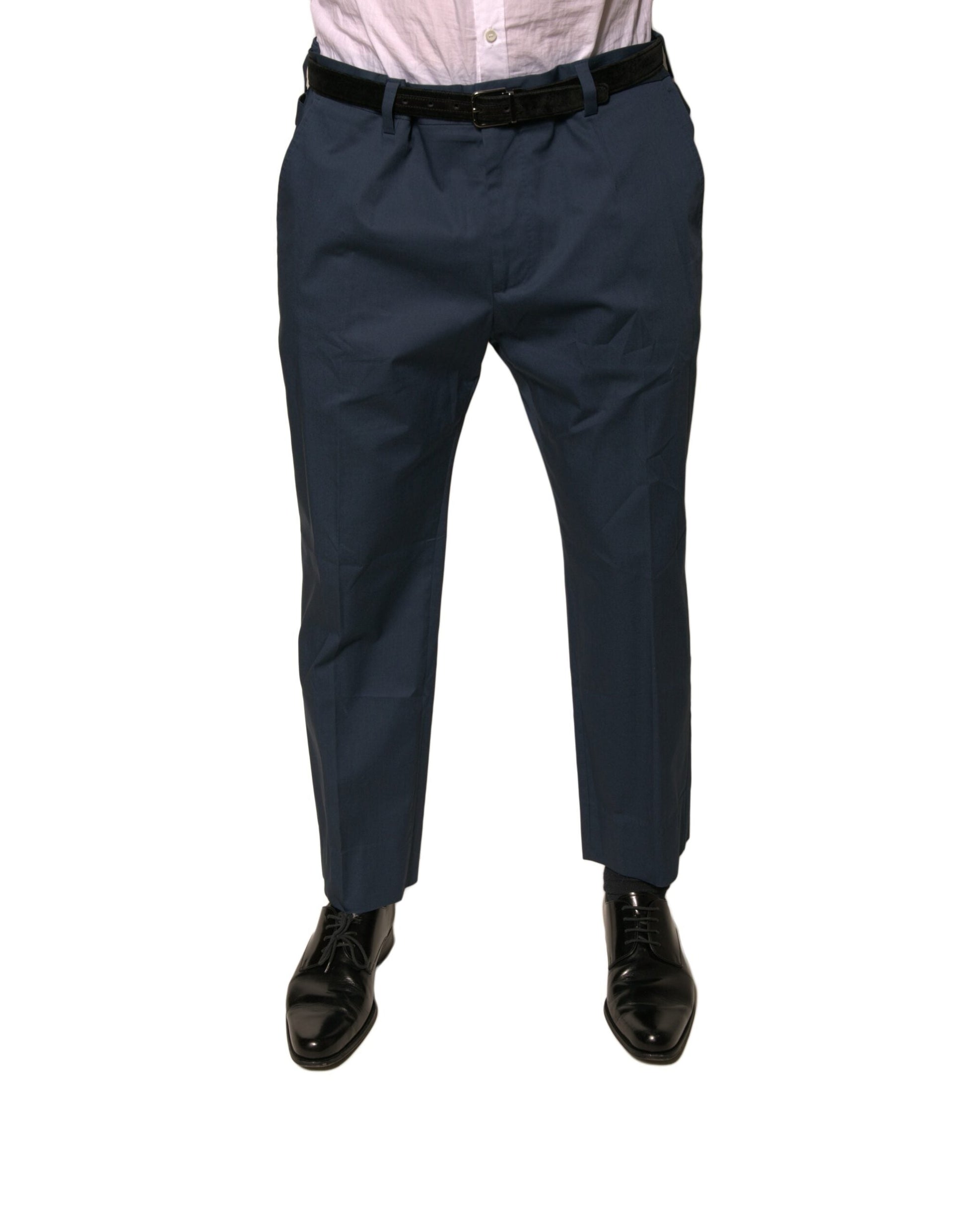 Dolce & Gabbana Blue Cotton Men Skinny Dress Pants - IT56 | XXL