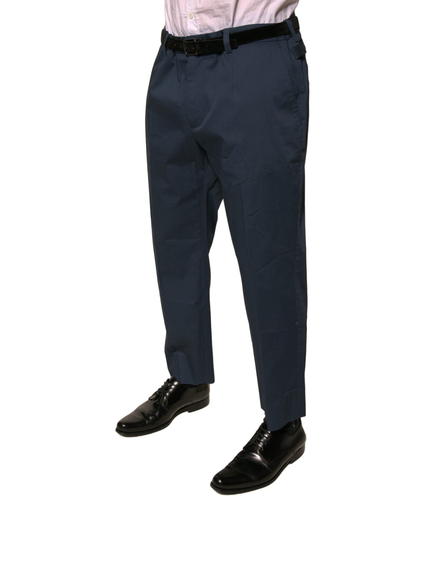 Dolce & Gabbana Blue Cotton Men Skinny Dress Pants - IT56 | XXL