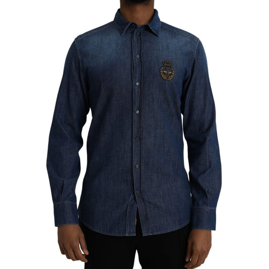 Dolce & Gabbana Blue Cotton Shirt - IT40 | M