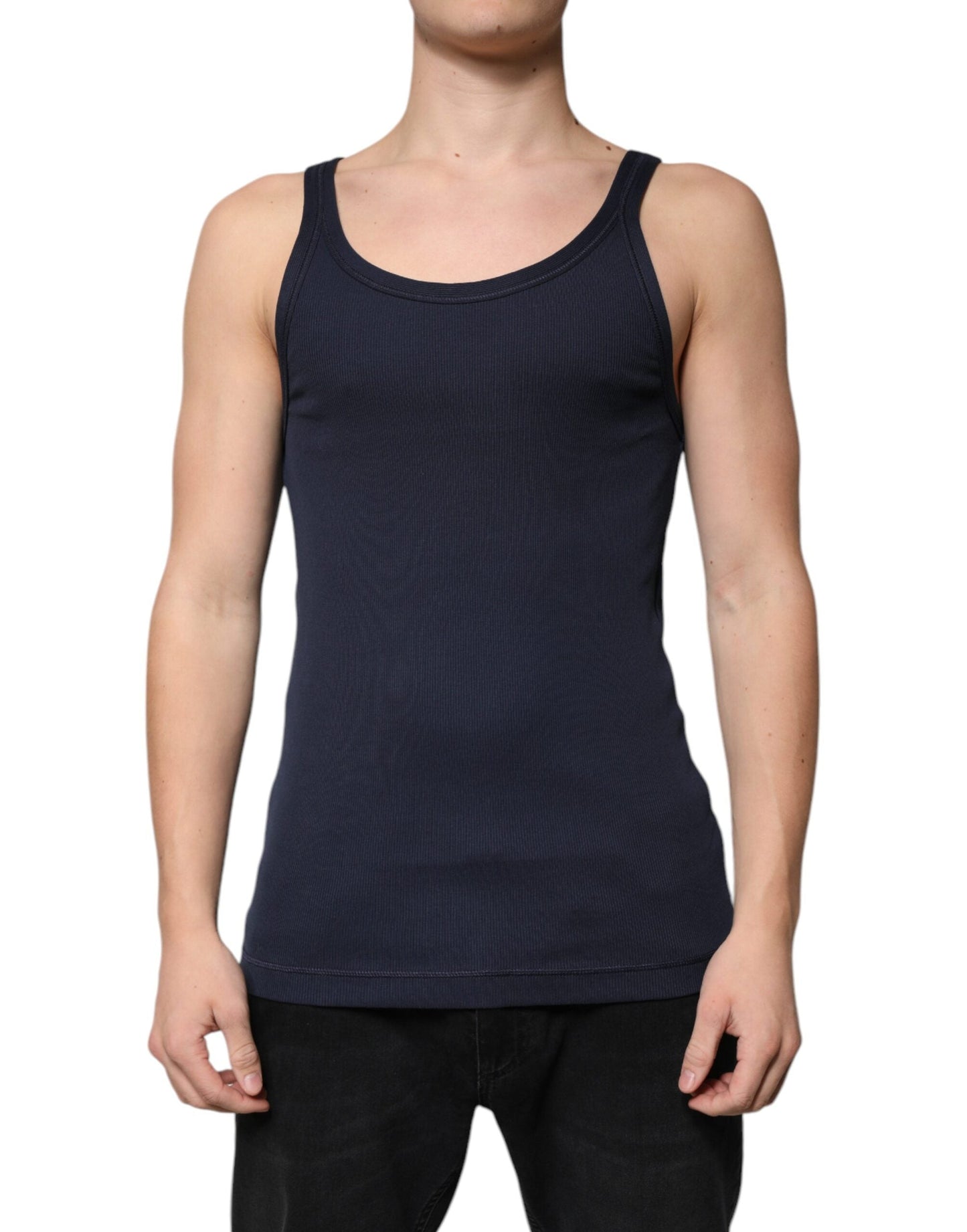 Dolce & Gabbana Blue Cotton Sleeveless Round Neck Tank T-shirt - IT48 | M