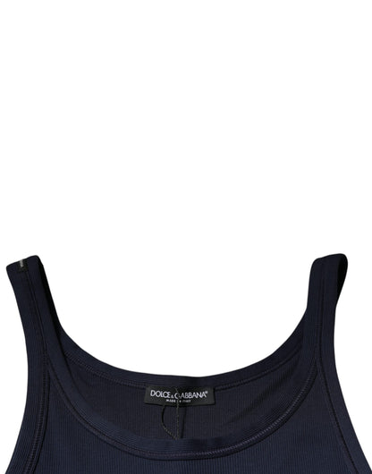 Dolce & Gabbana Blue Cotton Sleeveless Round Neck Tank T-shirt - IT48 | M