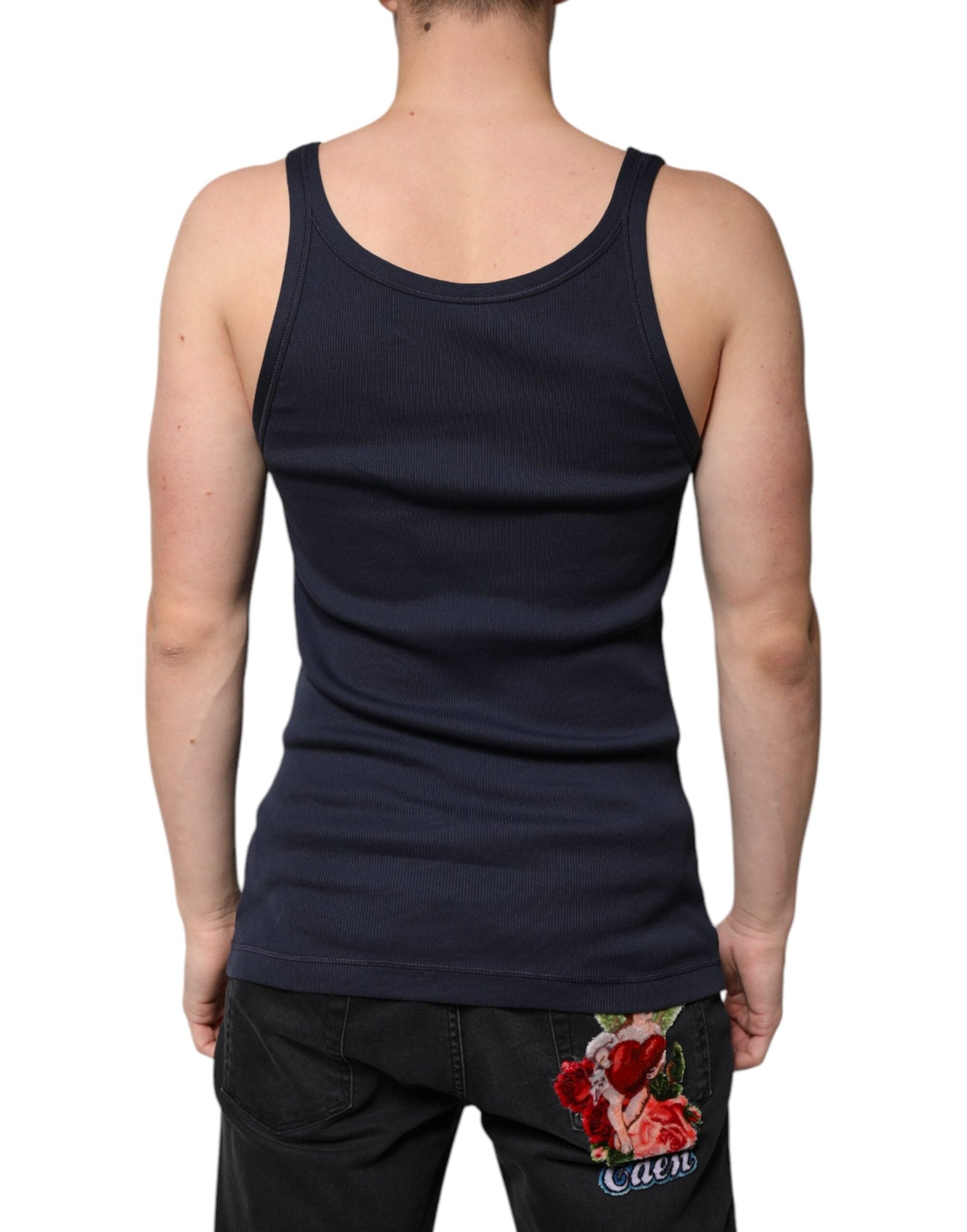 Dolce & Gabbana Blue Cotton Sleeveless Round Neck Tank T-shirt - IT48 | M