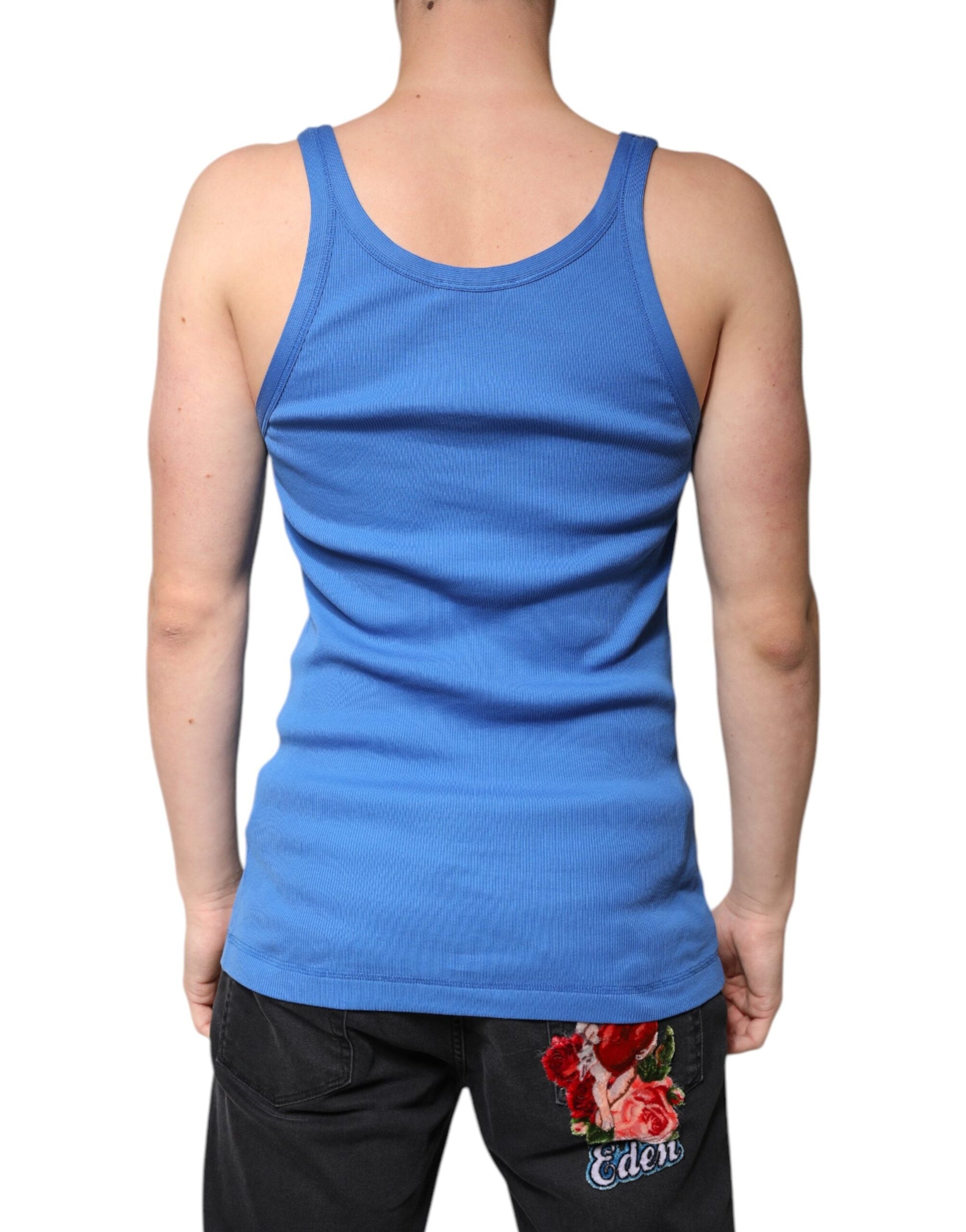 Dolce & Gabbana Blue Cotton Sleeveless Round Neck Tank T-shirt - IT50 | L