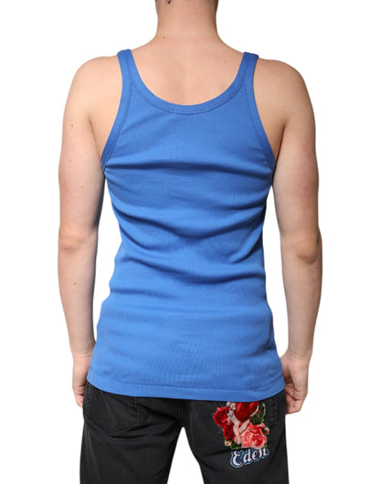 Dolce & Gabbana Blue Cotton Sleeveless Round Neck Tank T-shirt - IT50 | L