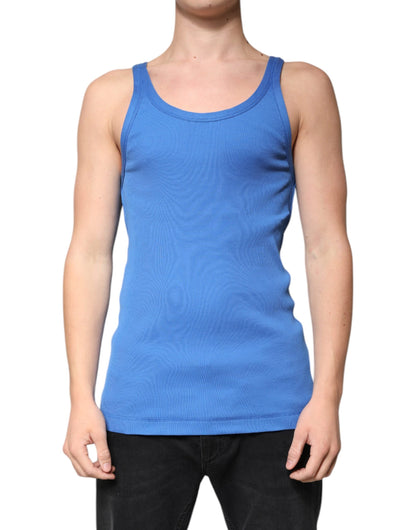 Dolce & Gabbana Blue Cotton Sleeveless Round Neck Tank T-shirt - IT50 | L