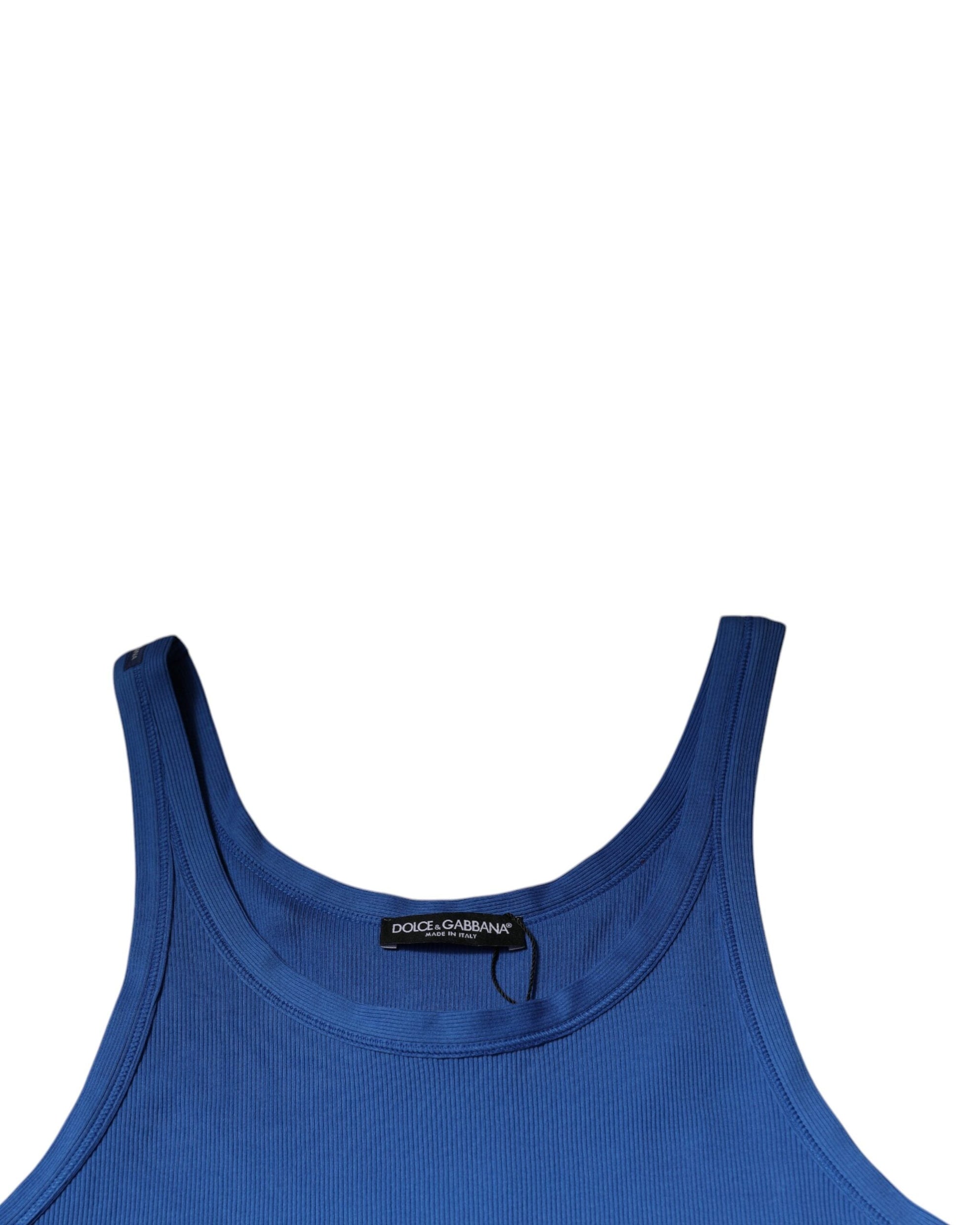 Dolce & Gabbana Blue Cotton Sleeveless Round Neck Tank T-shirt - IT50 | L