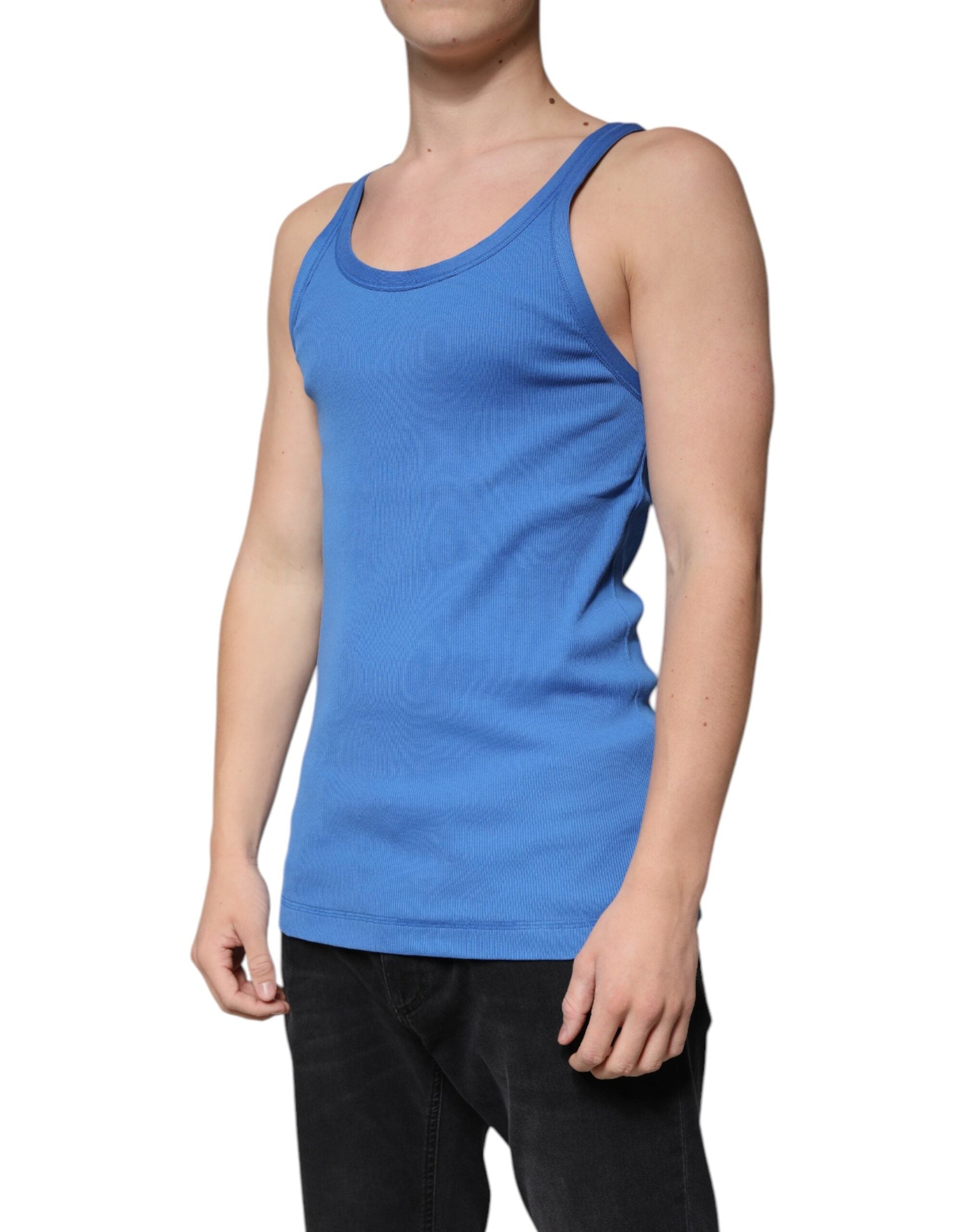 Dolce & Gabbana Blue Cotton Sleeveless Round Neck Tank T-shirt - IT50 | L