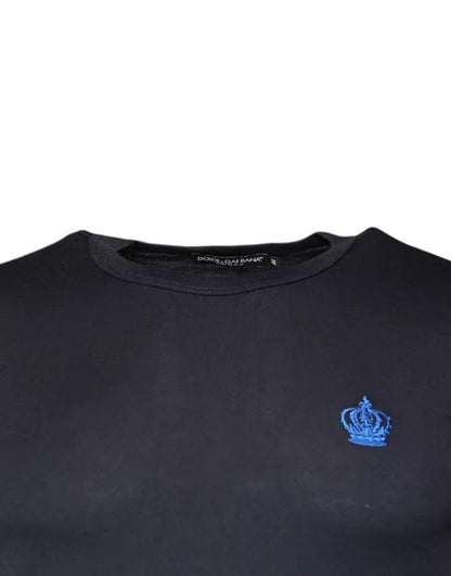 Dolce & Gabbana Blue Crown Crew Neck Short Sleeves T-shirt - IT44 | XS