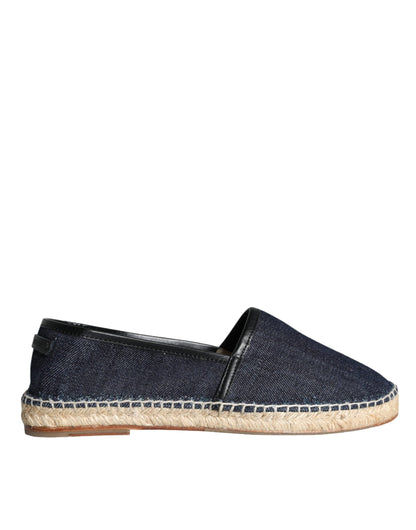 Dolce & Gabbana Blue Denim Cotton Leather Espadrilles Shoes - EU39/US6