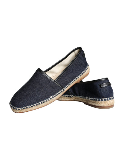 Dolce & Gabbana Blue Denim Cotton Leather Espadrilles Shoes - EU39/US6