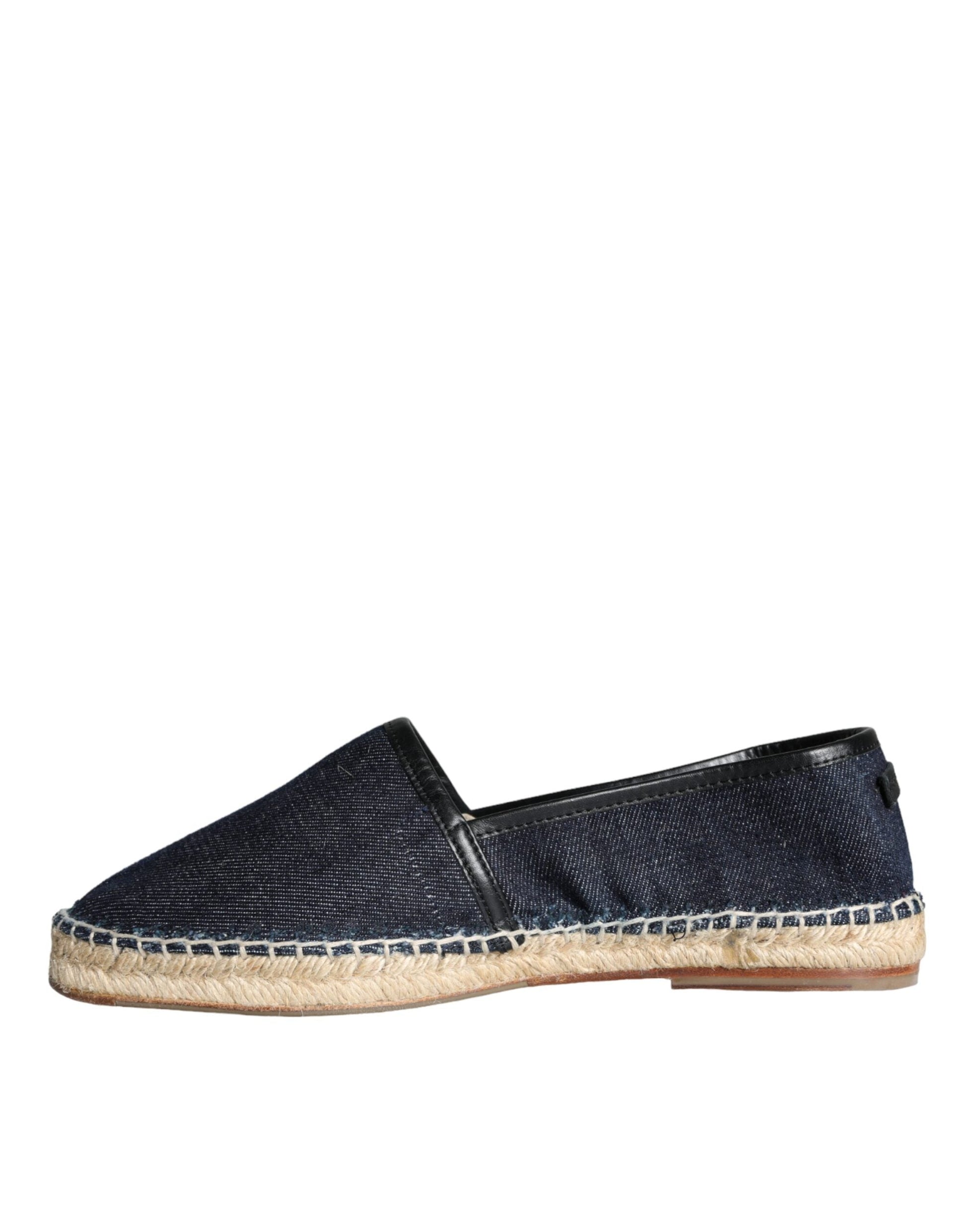 Dolce & Gabbana Blue Denim Cotton Leather Espadrilles Shoes - EU39/US6