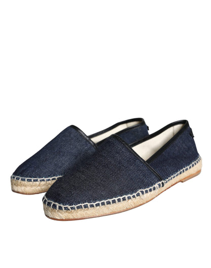 Dolce & Gabbana Blue Denim Cotton Leather Espadrilles Shoes - EU39/US6