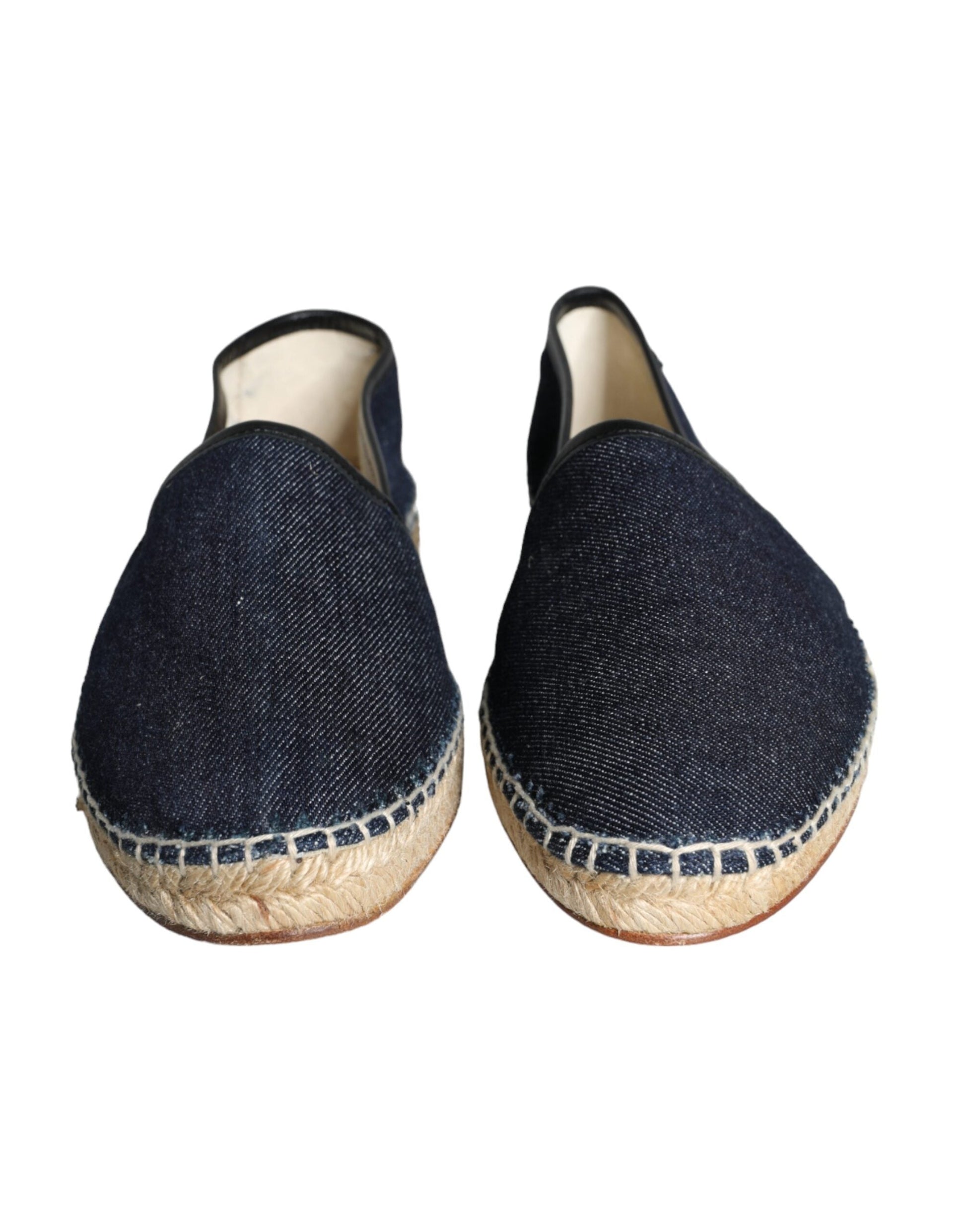 Dolce & Gabbana Blue Denim Cotton Leather Espadrilles Shoes - EU39/US6