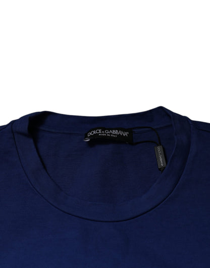 Dolce & Gabbana Blue Graphic Print Cotton Crew Neck T-shirt