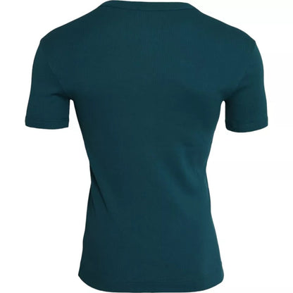 Dolce & Gabbana Blue Green Cotton Round Neck Short Sleeves T-shirt - IT48 | M