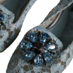 Dolce & Gabbana Blue Lace Crystal Ballet Flats Loafers Shoes - EU39/US8.5