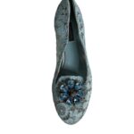 Dolce & Gabbana Blue Lace Crystal Ballet Flats Loafers Shoes - EU39/US8.5