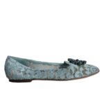 Dolce & Gabbana Blue Lace Crystal Ballet Flats Loafers Shoes - EU39/US8.5