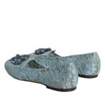 Dolce & Gabbana Blue Lace Crystal Ballet Flats Loafers Shoes - EU39/US8.5