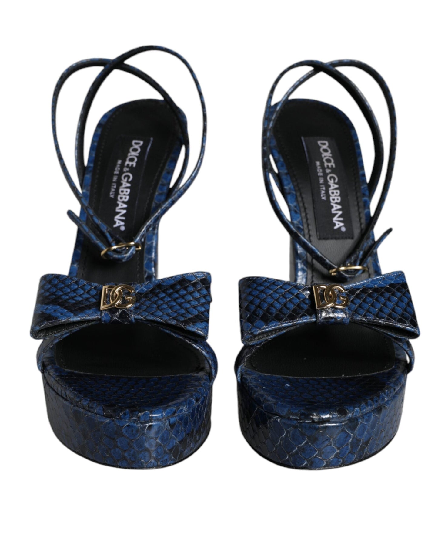 Dolce & Gabbana Blue Leather Ankle Strap Heels Sandals Shoes - EU39/US9