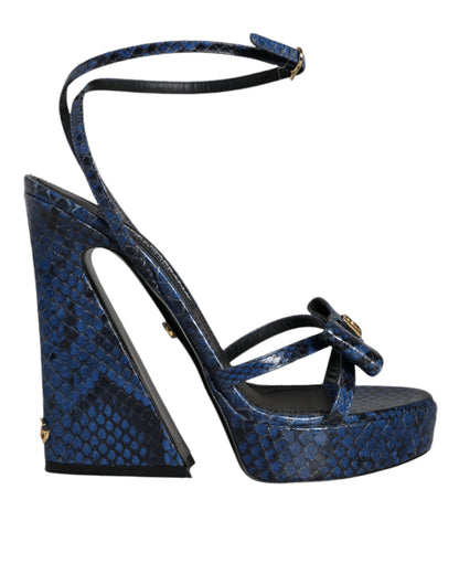 Dolce & Gabbana Blue Leather Ankle Strap Heels Sandals Shoes - EU39/US9