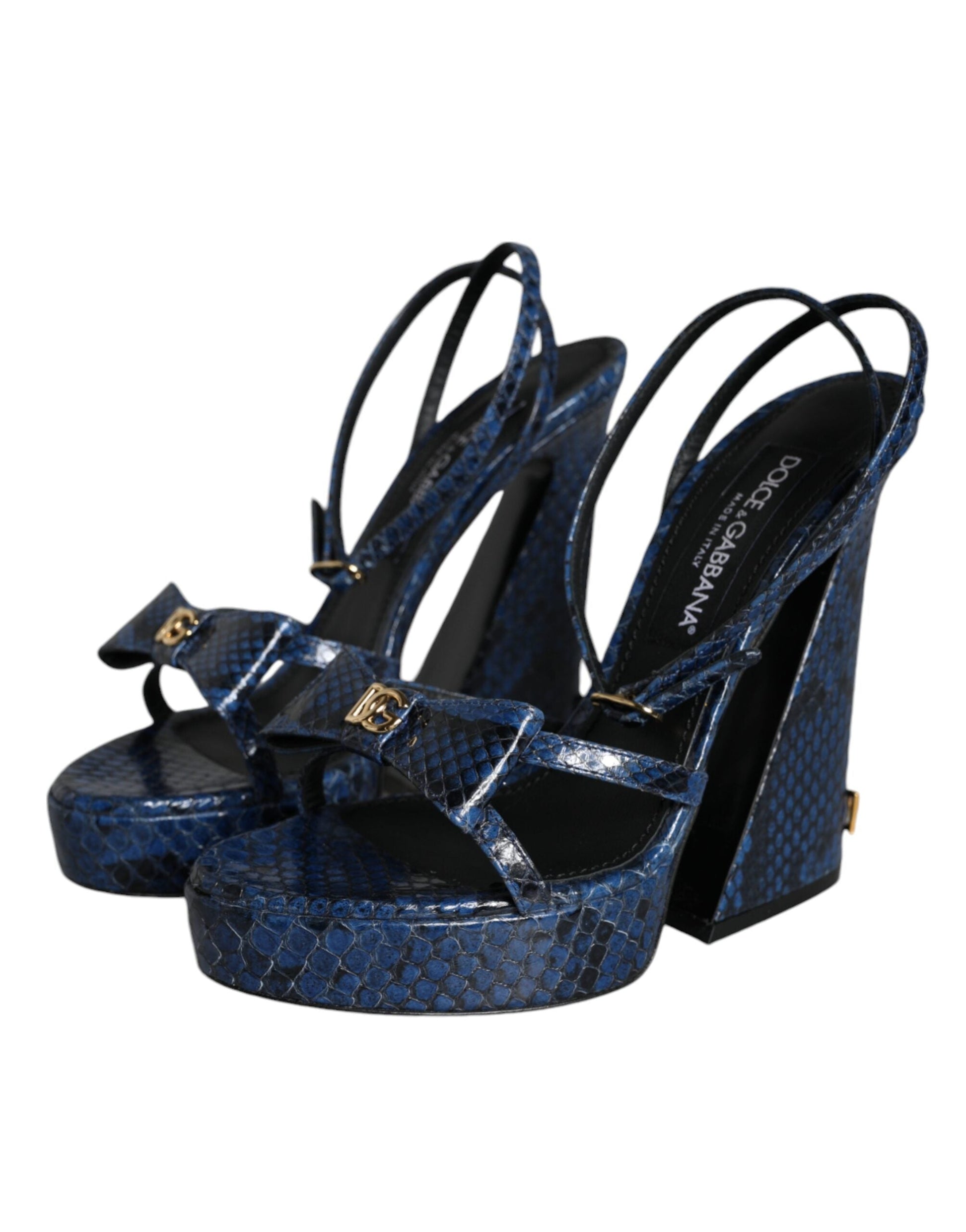 Dolce & Gabbana Blue Leather Ankle Strap Heels Sandals Shoes - EU39/US9