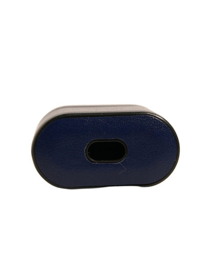 Dolce & Gabbana Blue Leather Logo Print Flip Holder Airpods Case