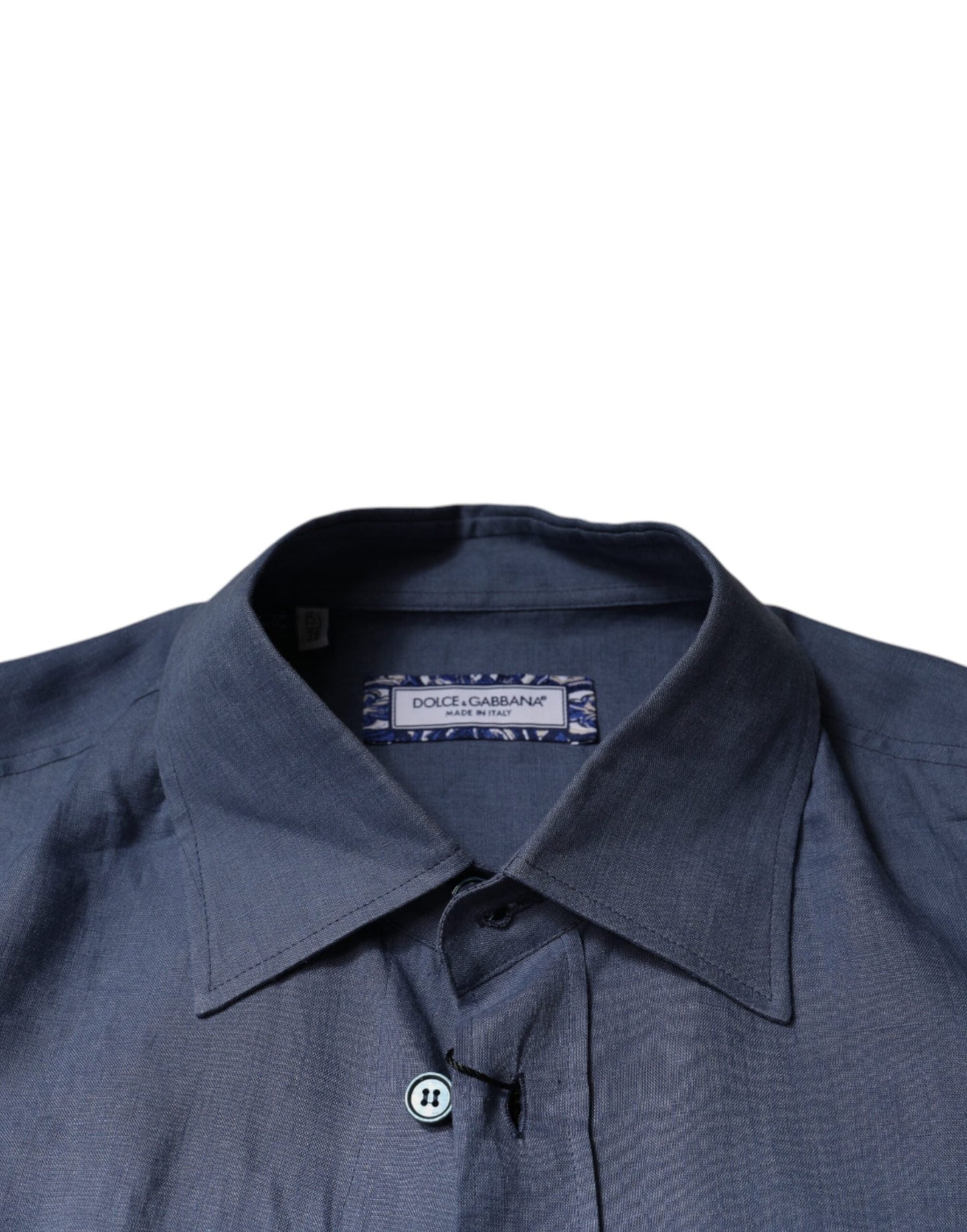 Dolce & Gabbana Blue Logo Long Sleeve Button Down Casual Shirt - IT39 | S