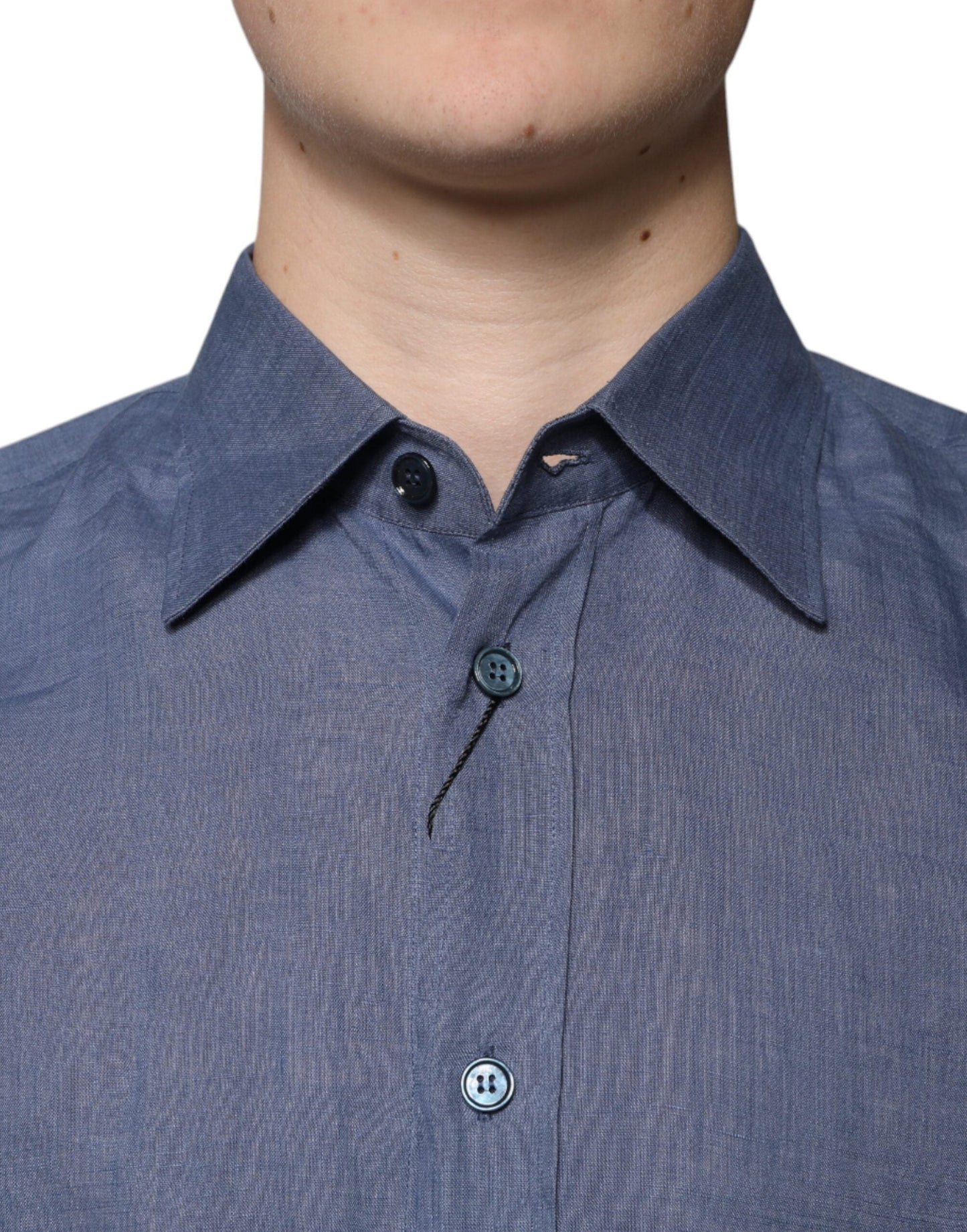 Dolce & Gabbana Blue Logo Long Sleeve Button Down Casual Shirt - IT39 | S